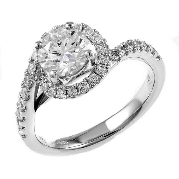Platinum 1.00ct D SI1 GIA round brilliant cut diamond twist ring
