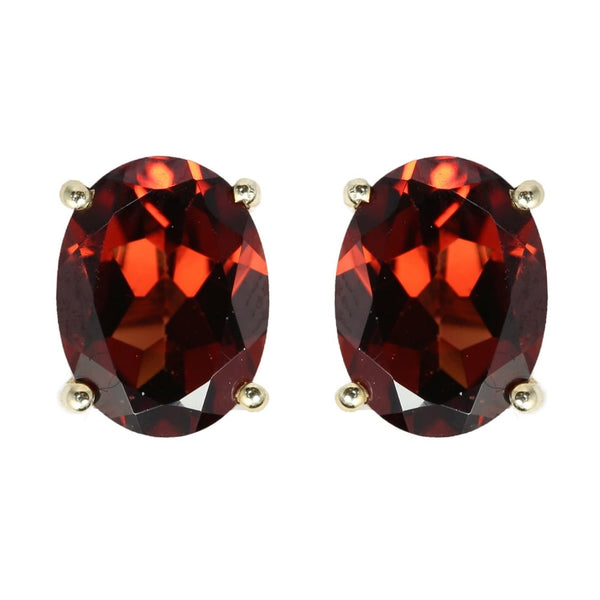 9ct yellow gold 8mm x 6mm oval garnet stud earrings