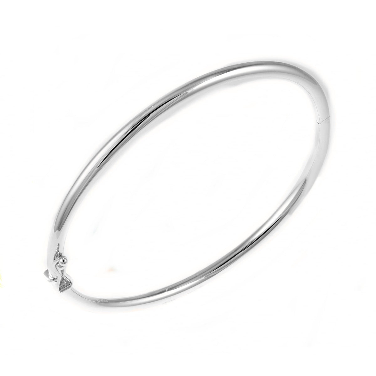 9ct white gold 3.0mm solid rounded bangle