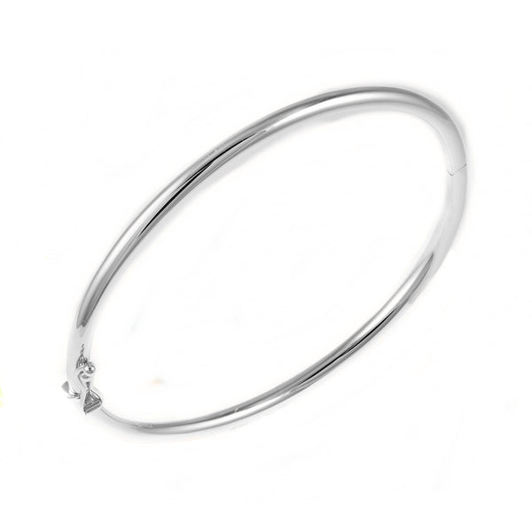 9ct white gold 3.0mm solid rounded bangle