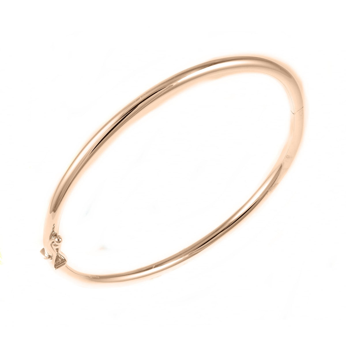 9ct rose gold 3.0mm solid rounded bangle