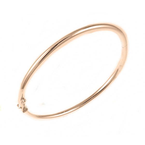 9ct rose gold 3.0mm solid rounded bangle