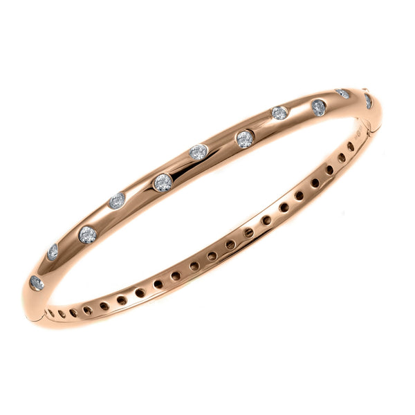 18ct rose gold 0.53ct round brilliant cut diamond set bangle