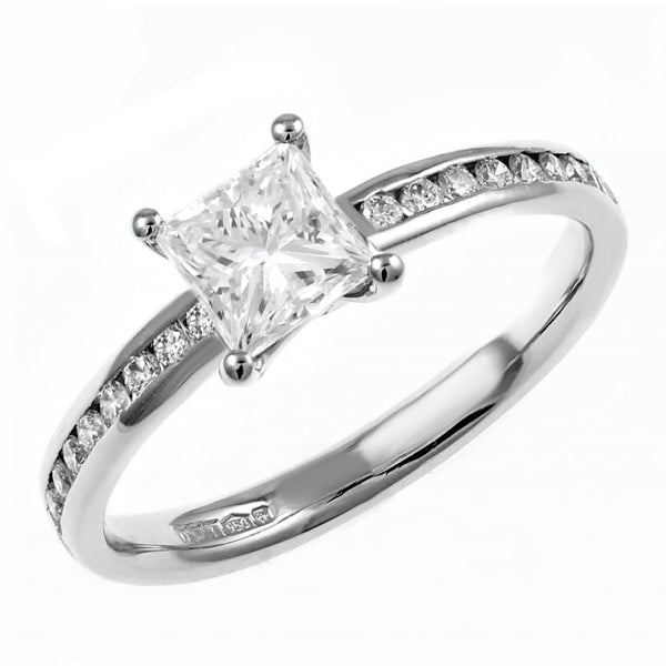 Platinum 0.70ct D VS2 GIA princess cut diamond ring