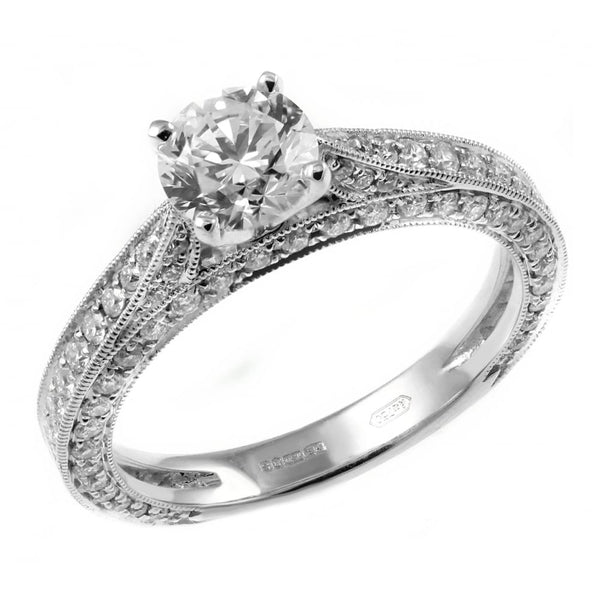 Platinum 0.90ct D VS2 EGL round brilliant cut diamond ring