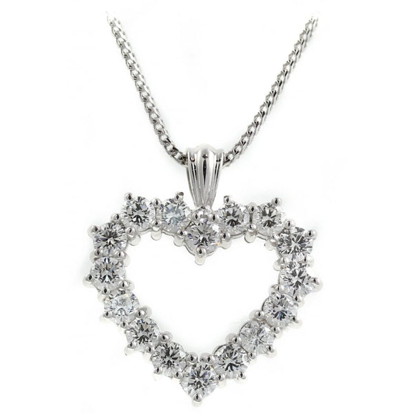 18ct white gold 0.40ct open heart shaped diamond pendant