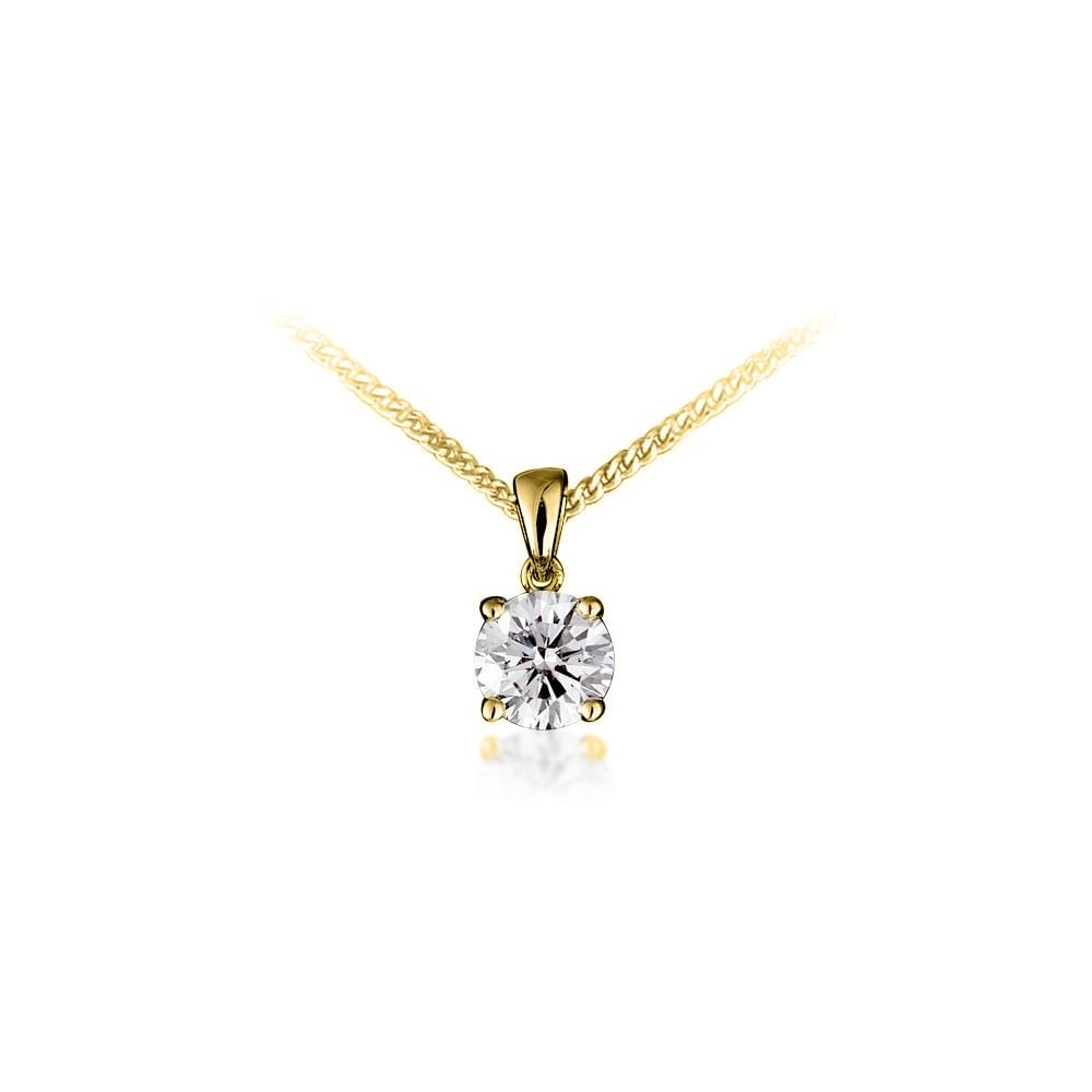 18ct yellow gold 1.00ct round brilliant cut diamond pendant