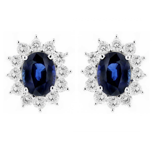 18ct white gold 4.95ct sapphire 2.02ct diamond cluster earrings