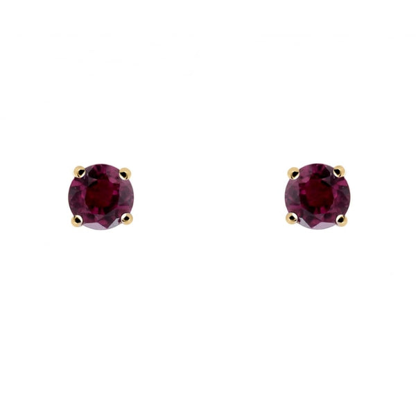 9ct yellow gold 4m x 4mm round ruby stud earrings