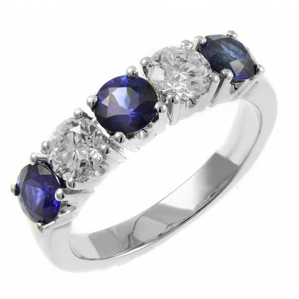 Platinum 0.99ct sapphire & 0.60ct F VS2 GIA diamond 5 stone ring