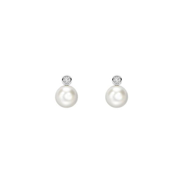 18ct white gold 10mm South Sea pearl & 0.63ct diamond earrings