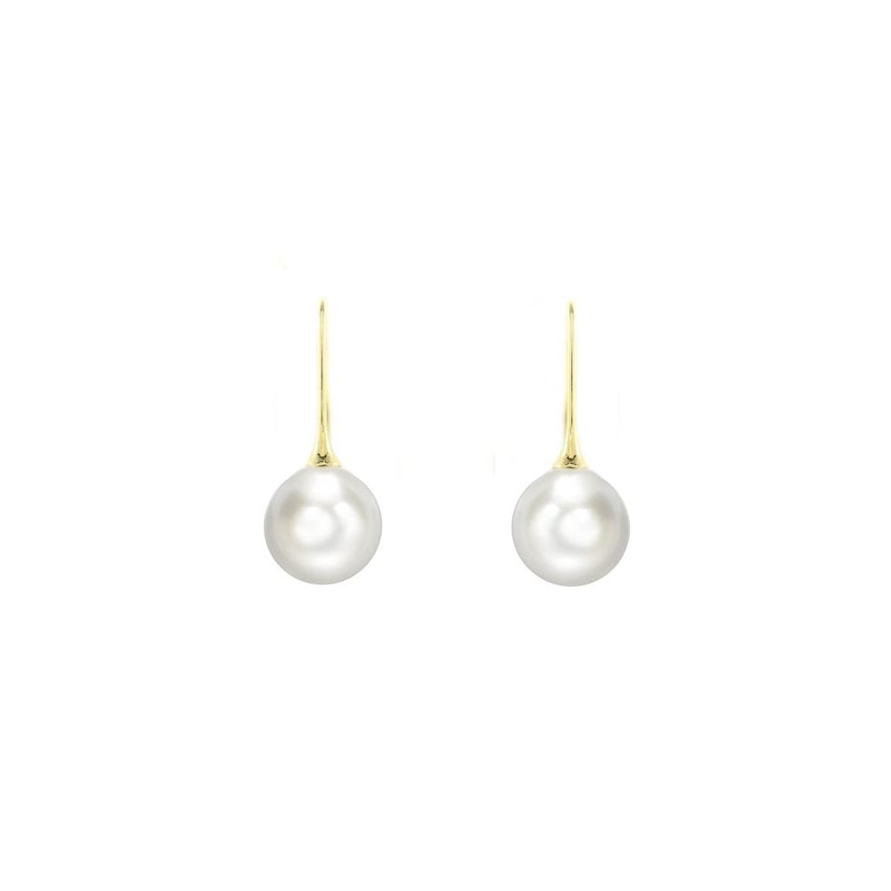 18ct yellow gold 10mm South Sea pearl hook earrings
