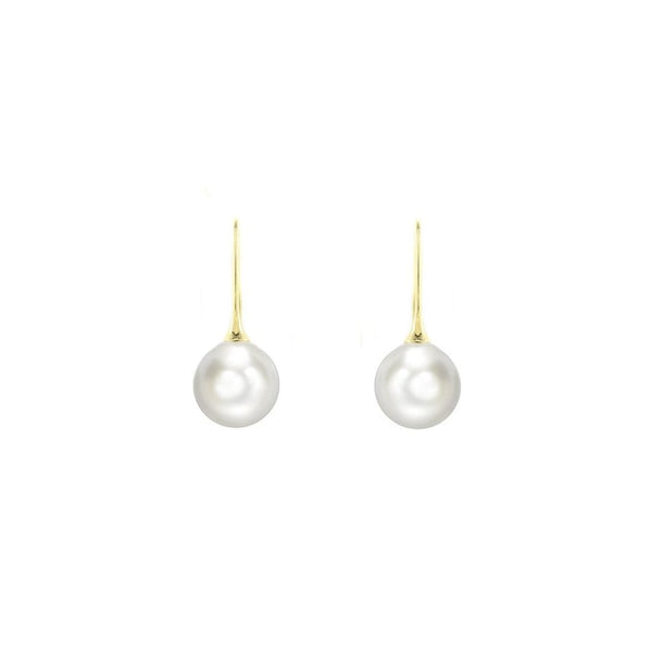 18ct yellow gold 10mm South Sea pearl hook earrings