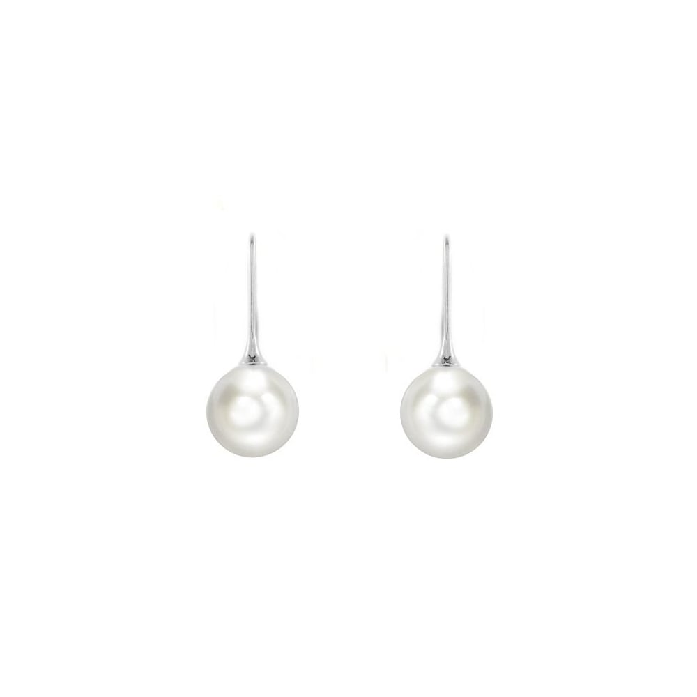 18ct white gold 11mm South Sea pearl hook earrings