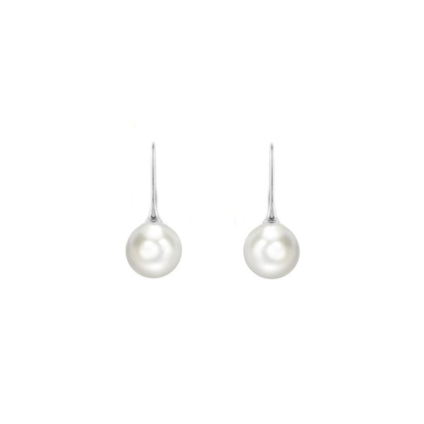 18ct white gold 11mm South Sea pearl hook earrings