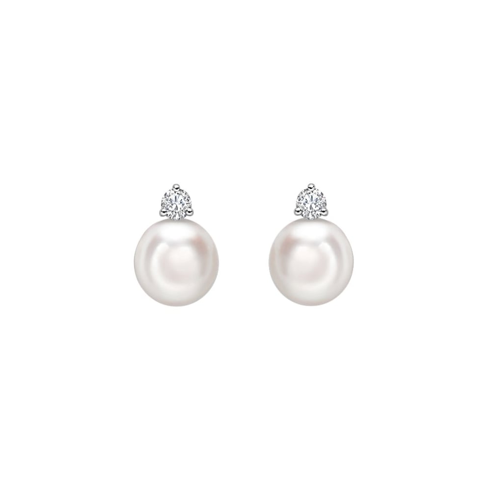 18ct white gold 11.5mm South Sea pearl & 0.60ct diamond earrings