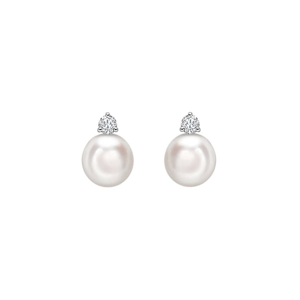 18ct white gold 11.5mm South Sea pearl & 0.60ct diamond earrings