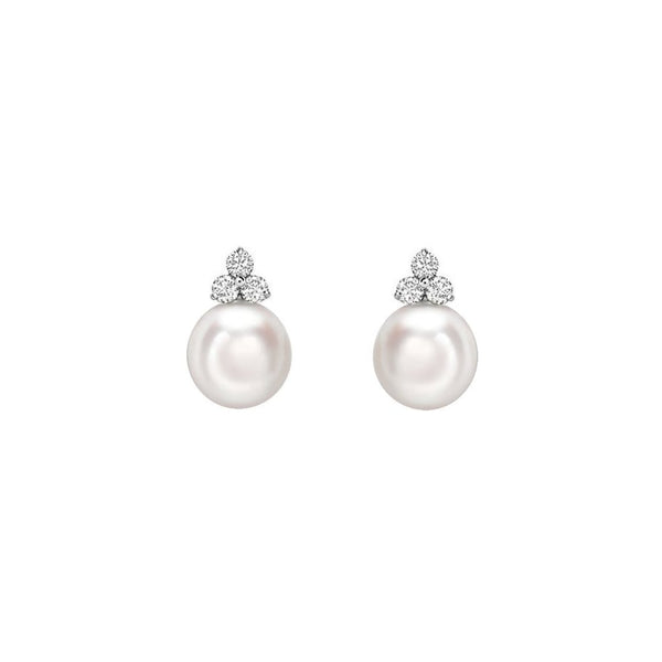18ct white gold 13mm South Sea pearl & 1.02ct diamond earrings