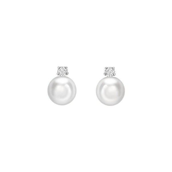 18ct white gold 11mm South Sea pearl & 0.60ct diamond earrings