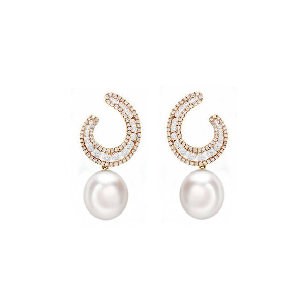 18ct rose gold 11.5mm South Sea pearl & 1.49ct diamond earrings