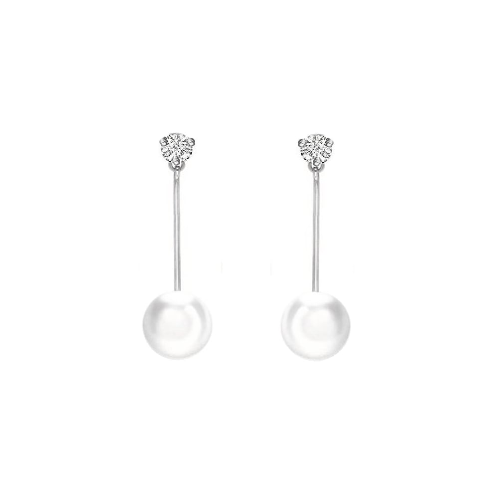 18ct white gold 11.5mm South Sea pearl & 0.70ct diamond earrings
