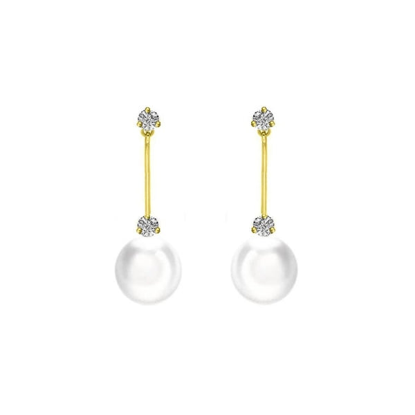 18ct yellow gold 14mm South Sea pearl & 1.08ct diamond earrings