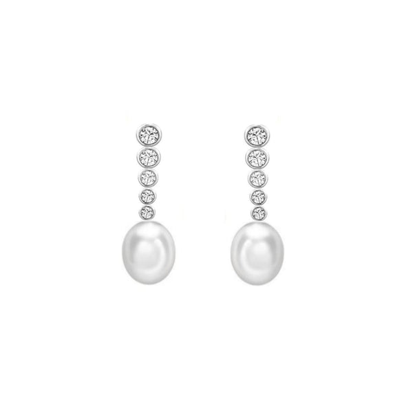 18ct white gold 12mm South Sea pearl & diamond earrings