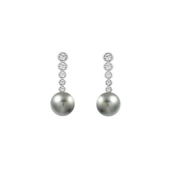 18ct white gold 12.5mm Tahitian pearl & 1.35ct diamond earrings