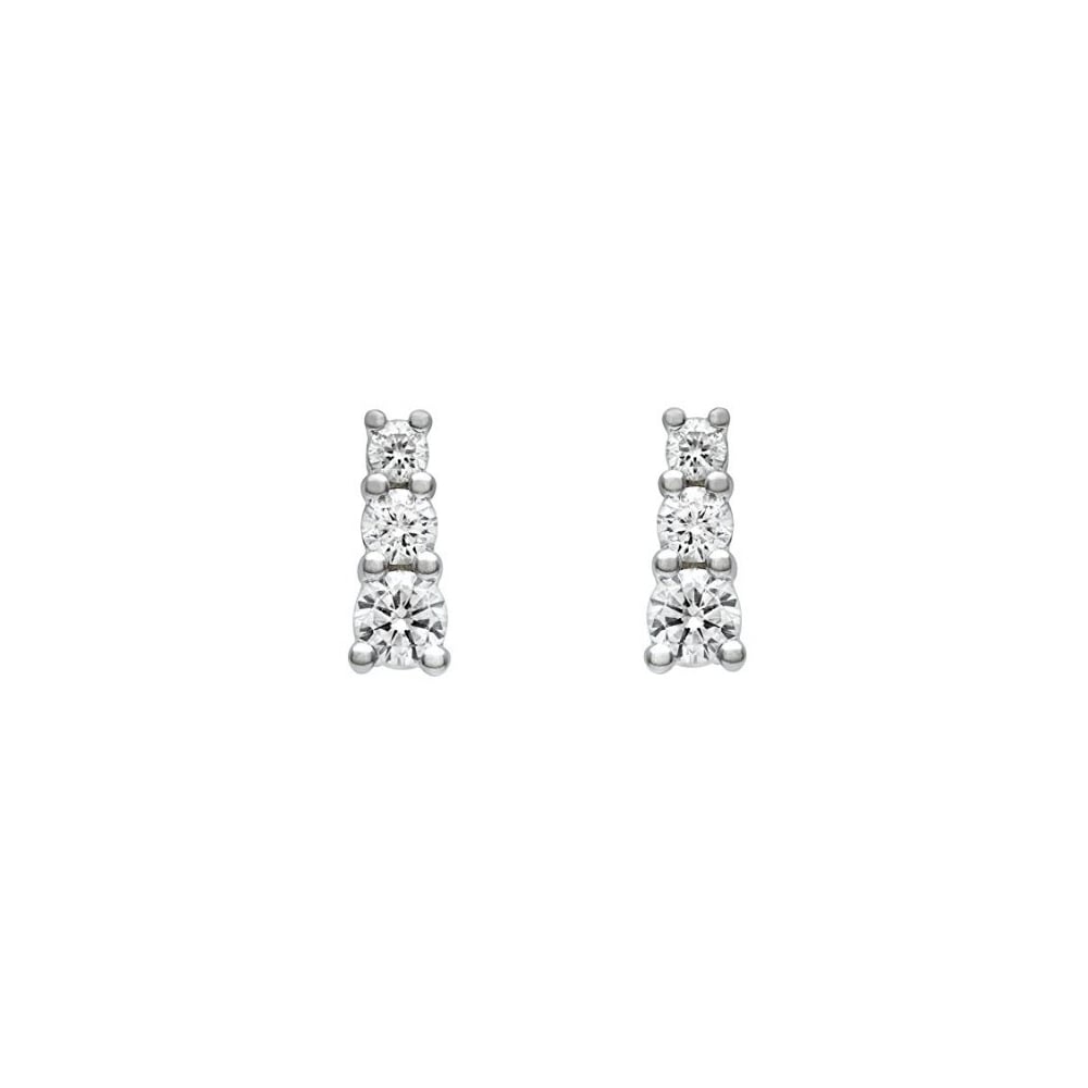 Platunum 0.50ct round brilliant diamond trilogy earrings