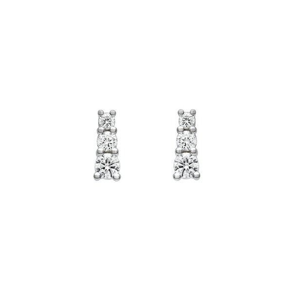 Platunum 0.50ct round brilliant diamond trilogy earrings