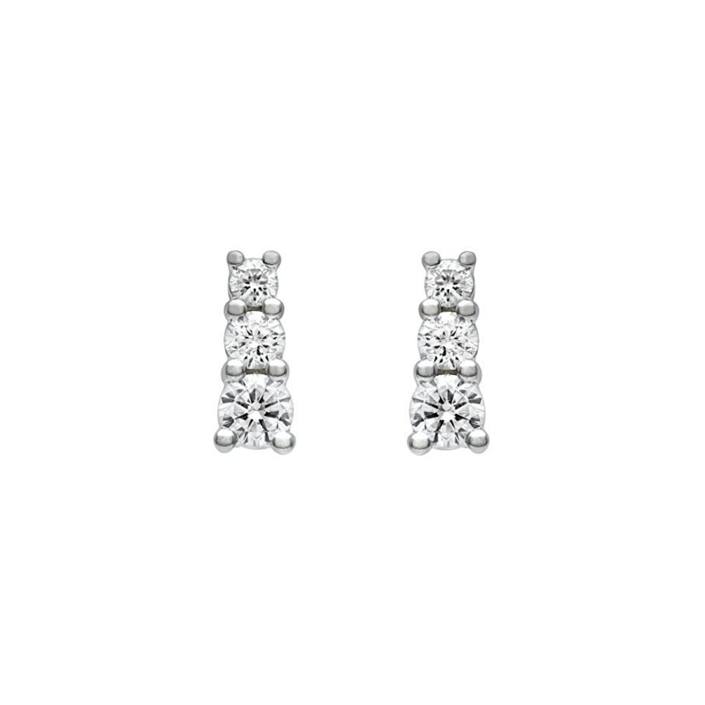 Platinum 1.00ct round brilliant diamond trilogy earrings
