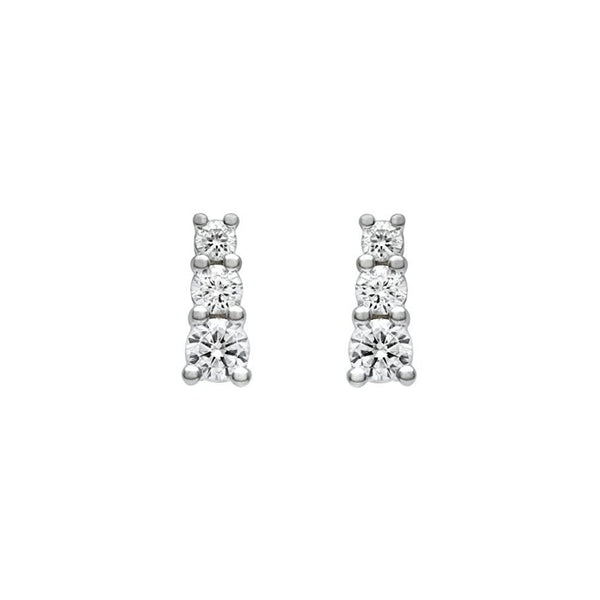 Platinum 1.00ct round brilliant diamond trilogy earrings