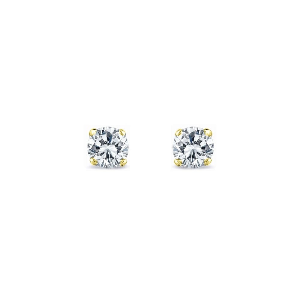 18ct yellow gold 1.00ct round brilliant diamond stud earrings