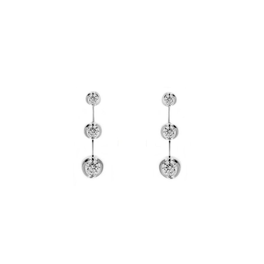 18ct white gold 0.76ct round brilliant cut diamond drop earrings