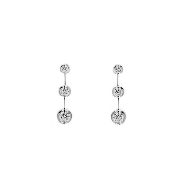 18ct white gold 0.76ct round brilliant cut diamond drop earrings