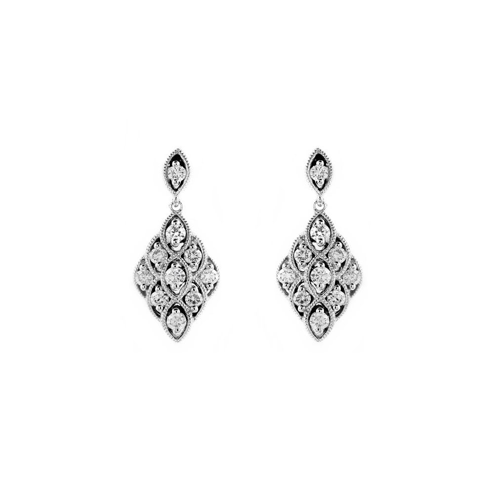 18ct white gold 0.57ct diamond Art Deco style drop earrings