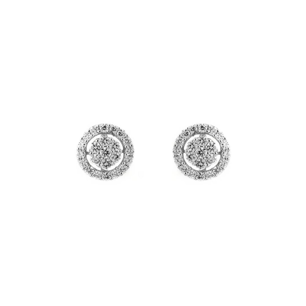 18ct white gold 0.56ct invisible set diamond cluster earrings