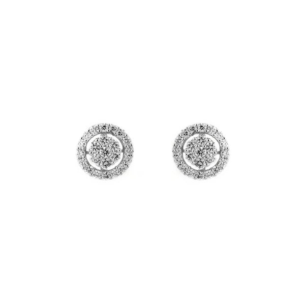 18ct white gold 0.56ct invisible set diamond cluster earrings