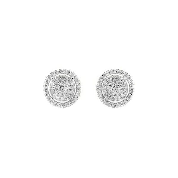 18ct white gold 0.99ct invisible set diamond cluster earrings