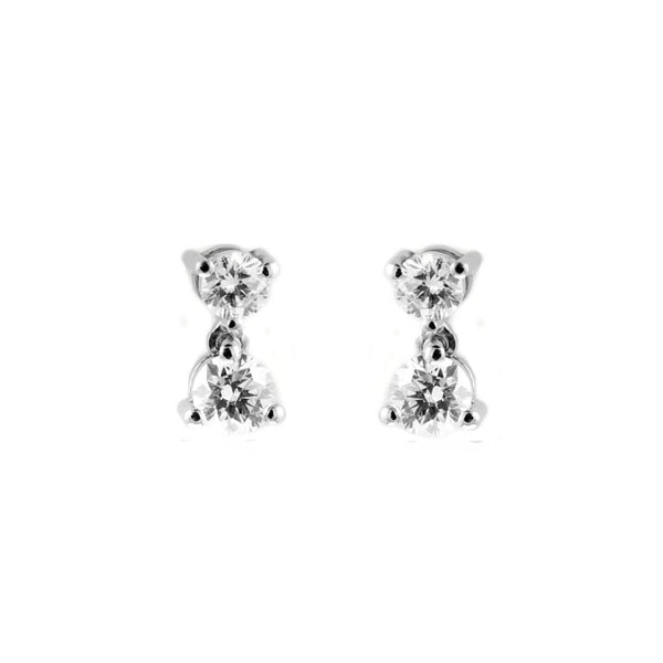 Platinum 1.18ct D VS1 GIA round brilliant diamond drop earrings