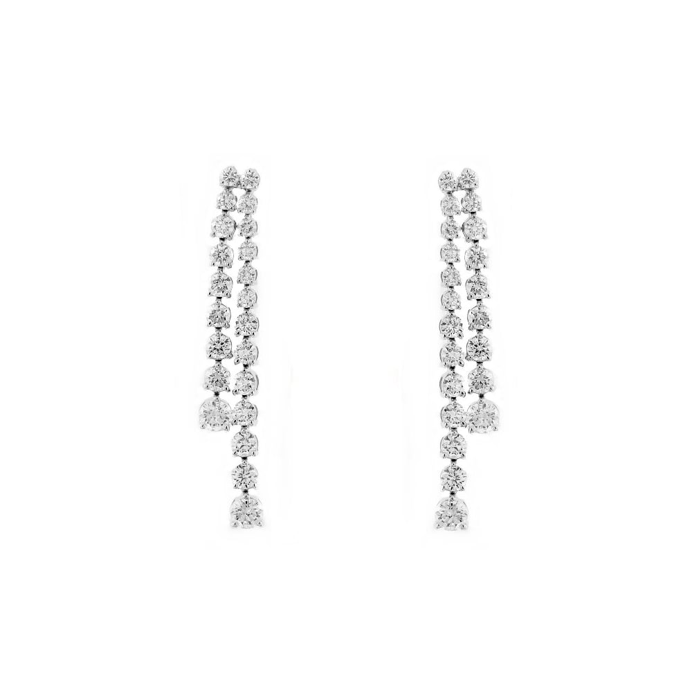 18ct white gold 3.40ct diamond double drop earrings