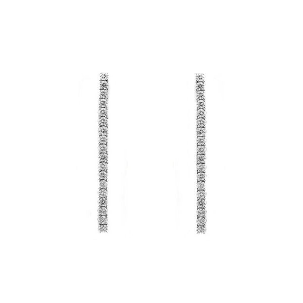 18ct white gold 2.40ct round brilliant cut diamond drop earrings