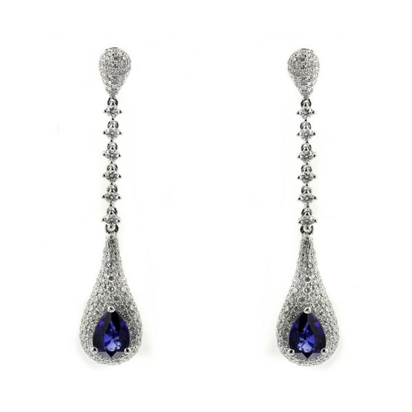 18ct white gold 1.62ct sapphire & 1.65ct diamond drop earrings