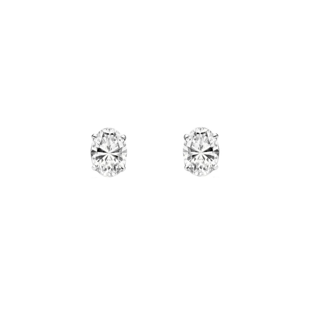 Platinum 1.00ct F VS2 GIA oval diamond stud earrings