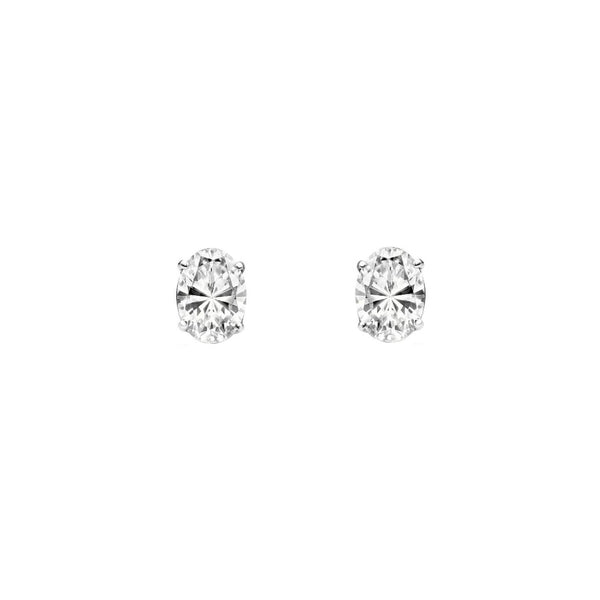 Platinum 1.00ct F VS2 GIA oval diamond stud earrings
