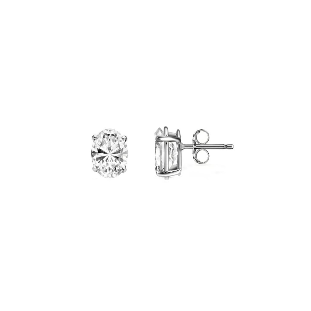Platinum 1.00ct F VS2 GIA oval diamond stud earrings
