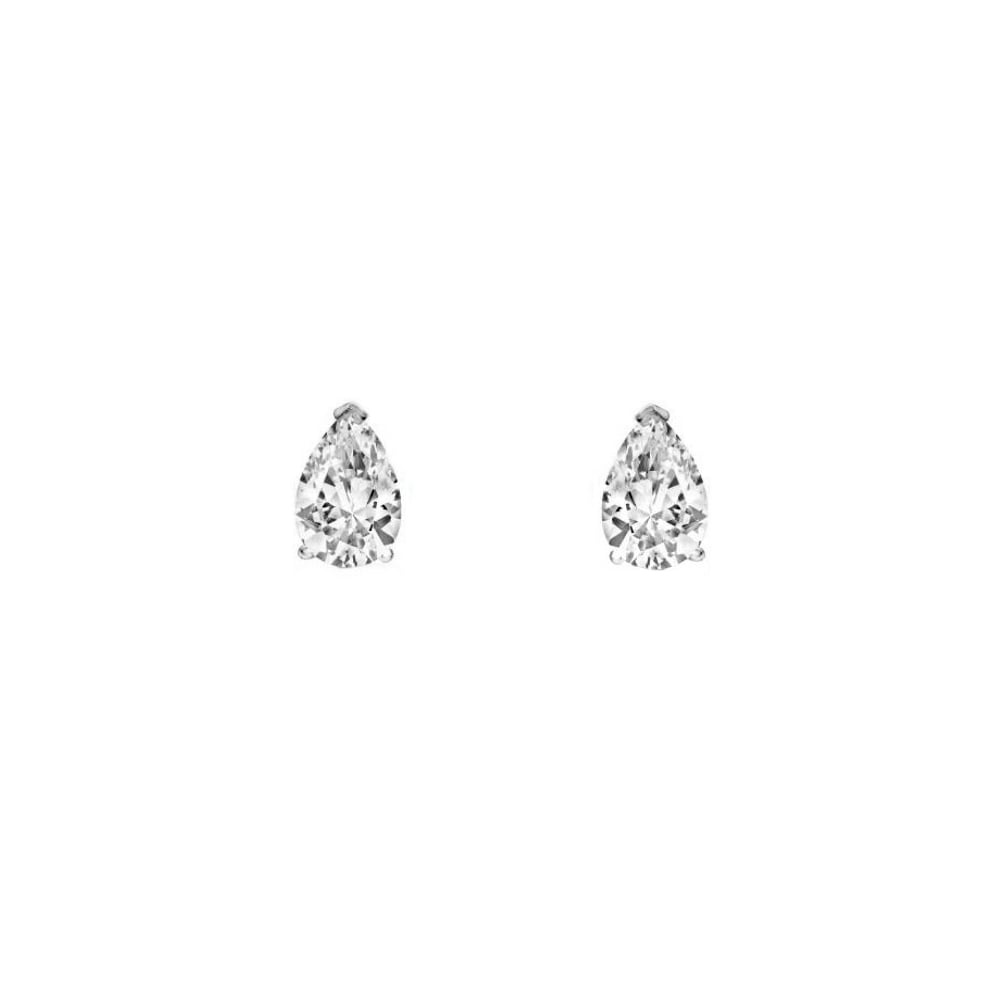 Platinum 0.72ct F VS2 GIA pear cut diamond stud earrings