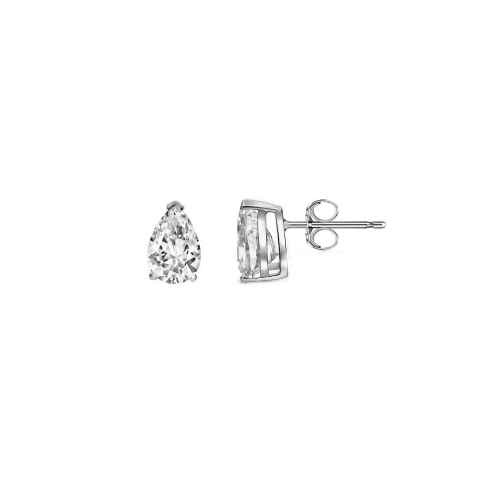 Platinum 1.00ct F VVS2 GIA pear diamond stud earrings