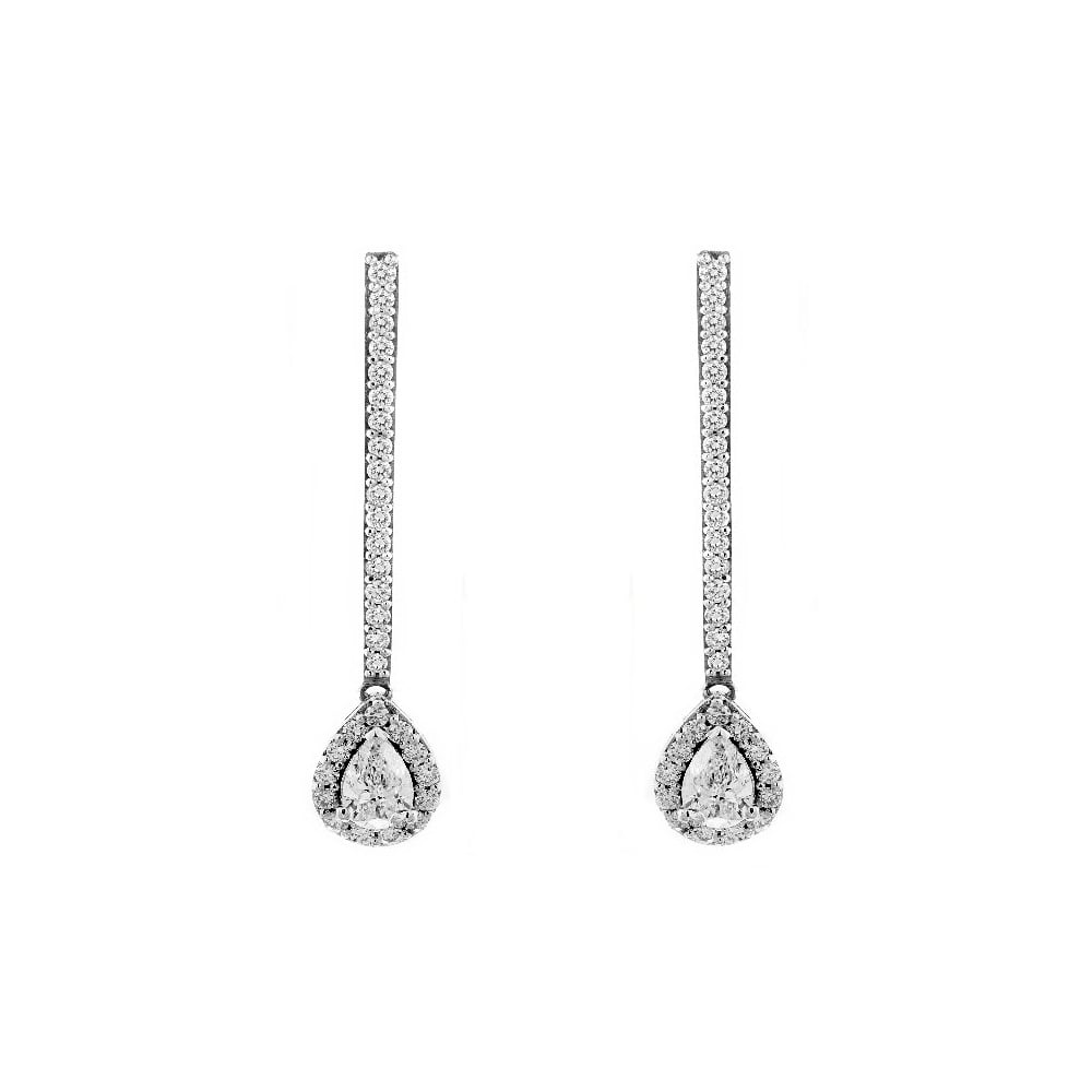 18ct white gold 1.00ct D VS2 EGL pear diamond halo drop earrings