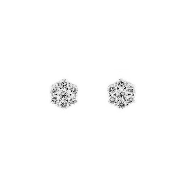 18ct white gold 0.85ct flower cluster diamond stud earrings